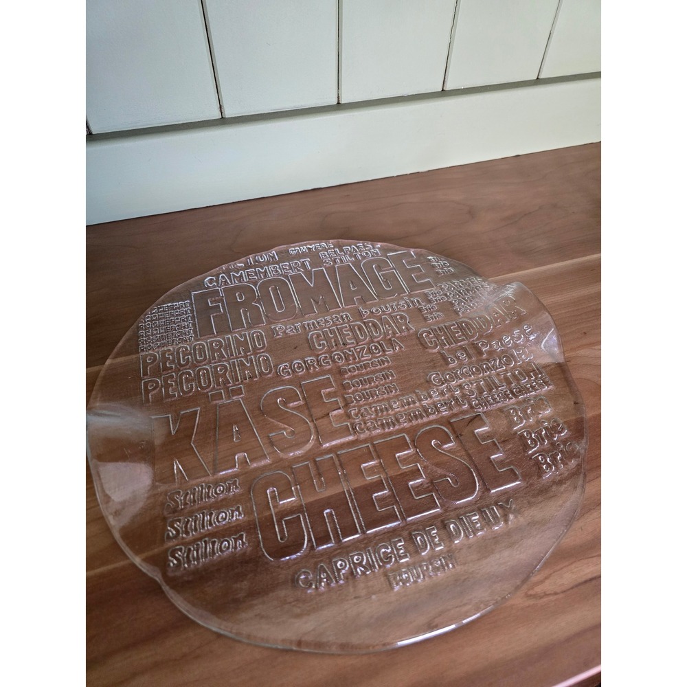 Vintage 1970s Cheese Charcuterie Glass Plate 12.8"